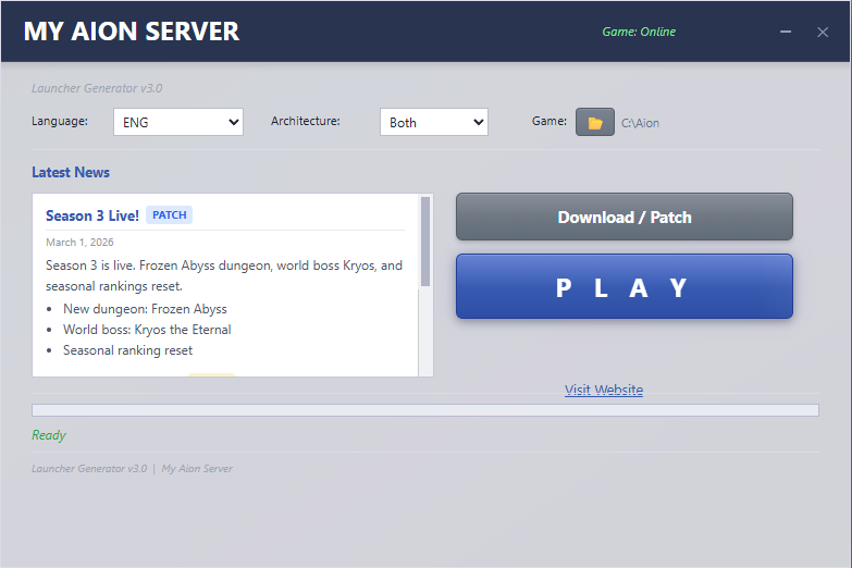 Launcher Generator Aion Private Server